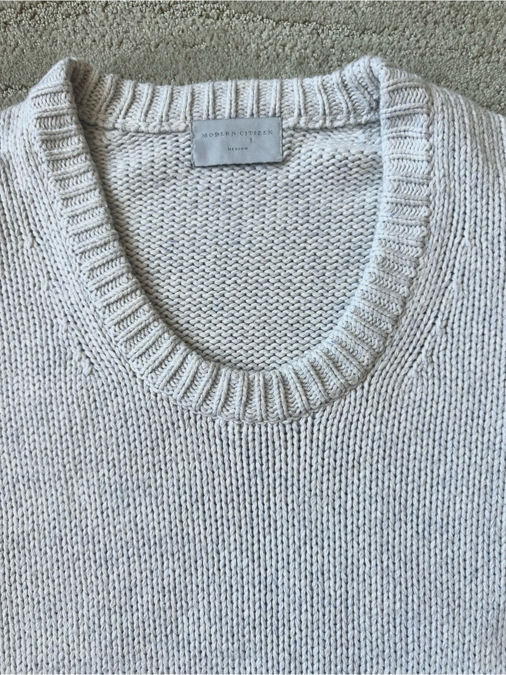 Modern Citizen Archie Deep U Scoop Neck Cotton Sweater Nimbus Light Gray Sze Med - Picture 11 of 16